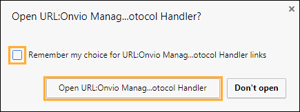 Onvio / Chrome Protocol Handler message